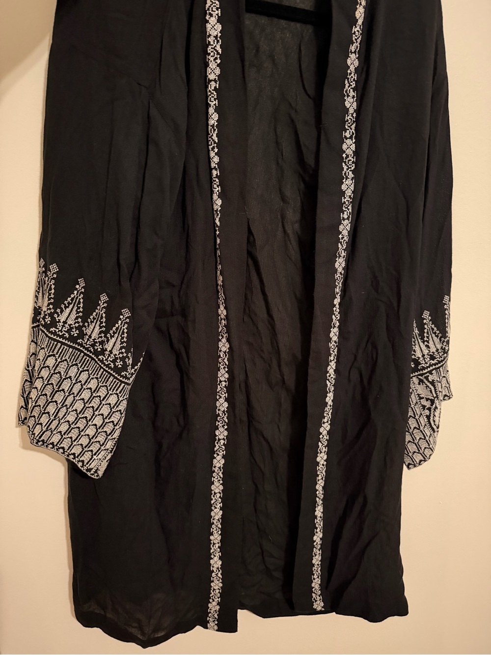 FP ONE Black Embroidered Open Front  - Women
